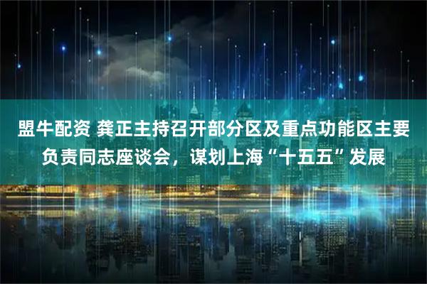 盟牛配资 龚正主持召开部分区及重点功能区主要负责同志座谈会，谋划上海“十五五”发展